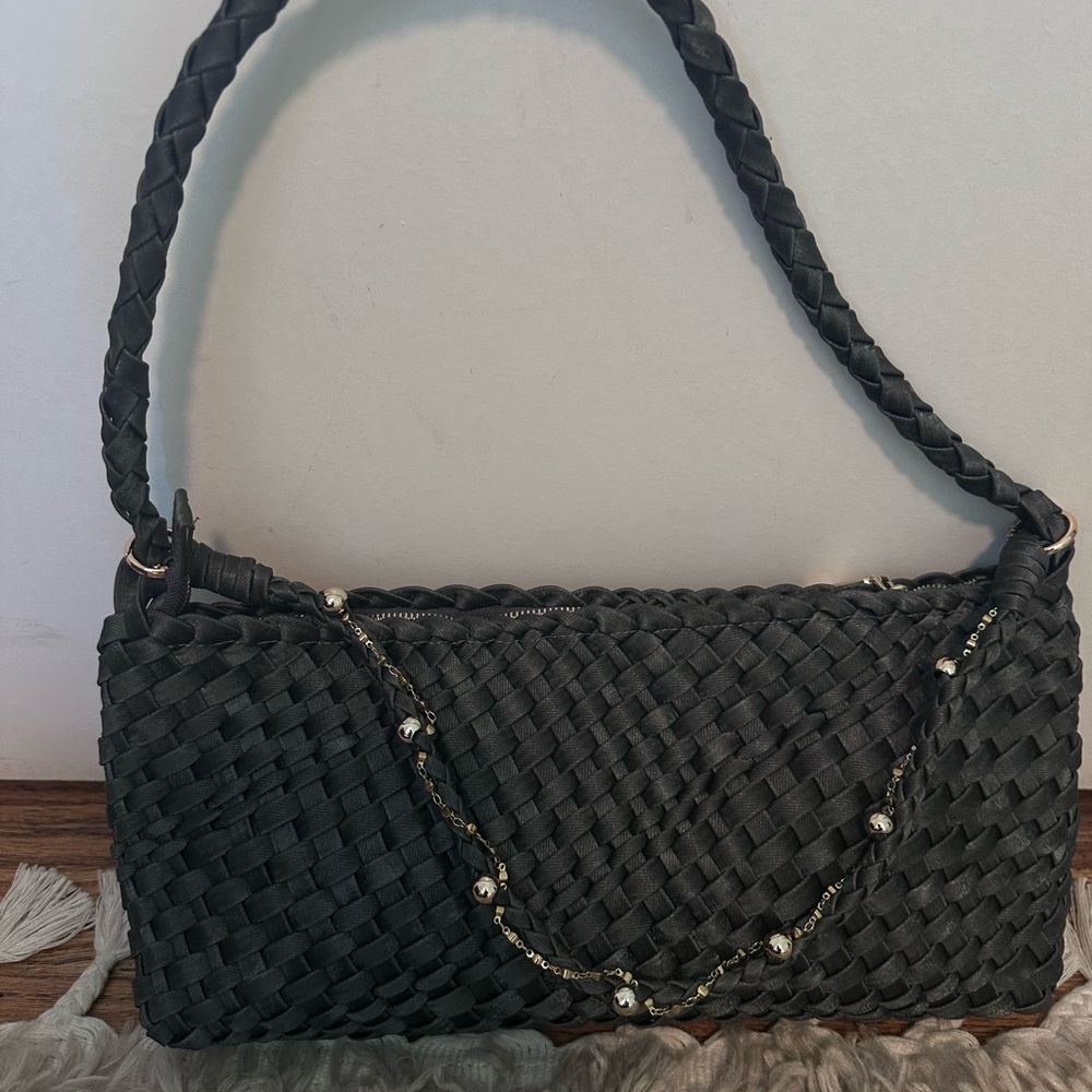 Dune London Woven Shoulder Bag - Black